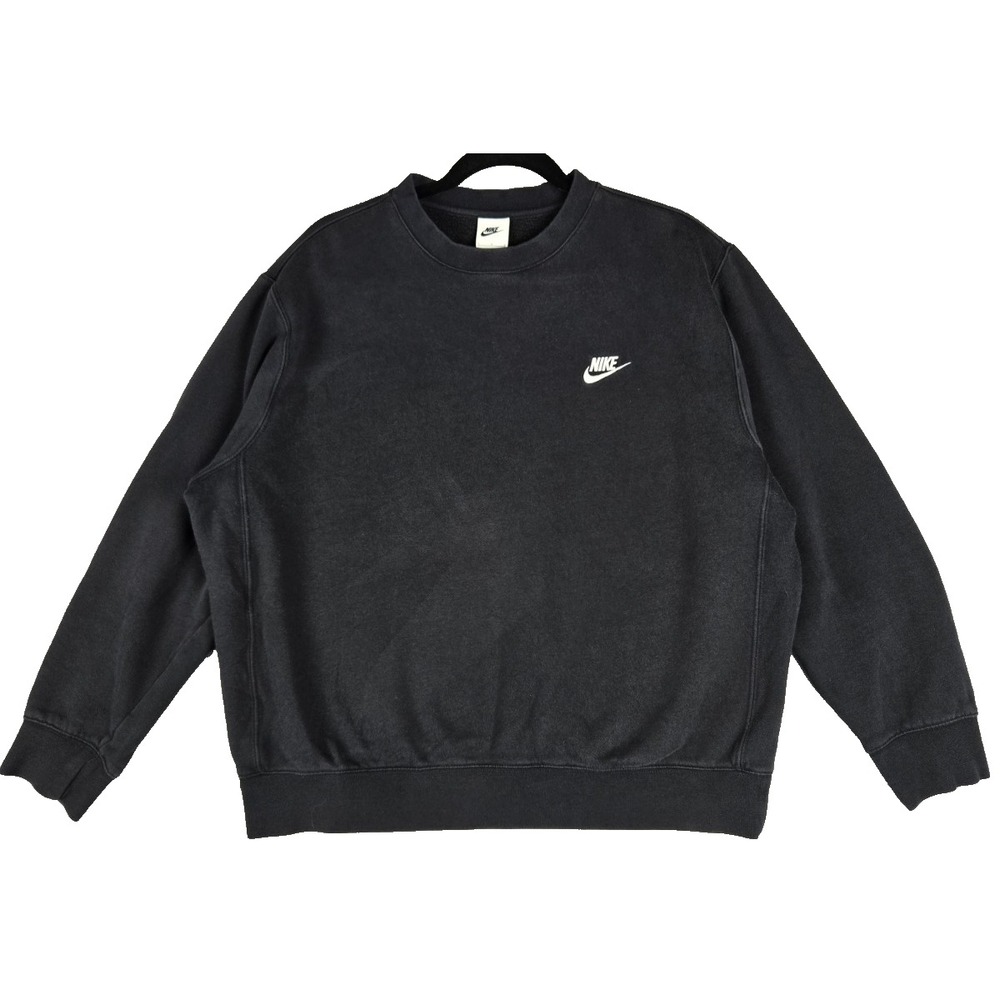 Nike Sportswear Club Fleece Crewneck Sweatshirt Men Large Black BV2662010 Swoosh - Picture 2 of 12